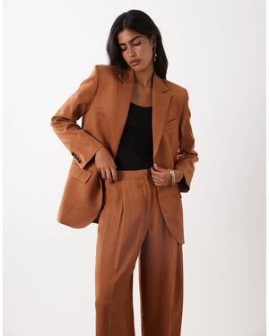 Mango – minesota – eleganter blazer aus leinenmix - Braun