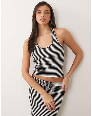 ASOS Textured Knit Halter Neck Top Co-ord - Grey