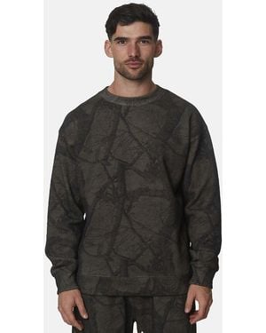 Good For Nothing Oversized Cotton Fleece Camo Crewneck Sweatshirt - Black