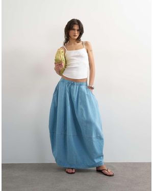 TOPSHOP Falda Vaquera Larga Descolorida Sin Cierres De Corte Barrel-Azul