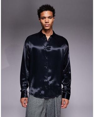 ASOS Oversized Satin Shirt - Blue