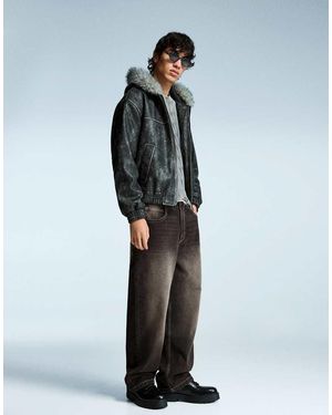 Bershka Super Baggy Jeans Met Studs - Blauw