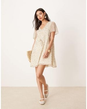 Vila Tie Waist Mini Dress - Natural