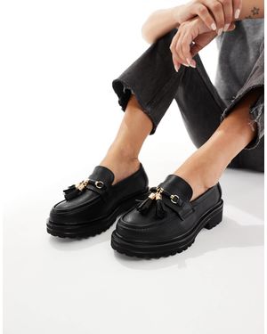 SEQWL Wide Fit Jeep Chunky Tassel Loafers - Black
