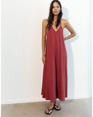 Pull&Bear Midi Dress With Back Straps - Red