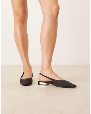 Asos Design Wide Fit Logan Chisel Toe Slingback Ballet Flats - Natural