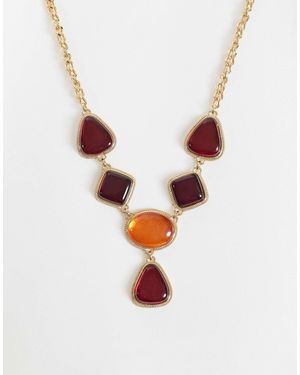 ASOS Collier statement avec pampilles en résine ambrée et bordeaux - Blanc