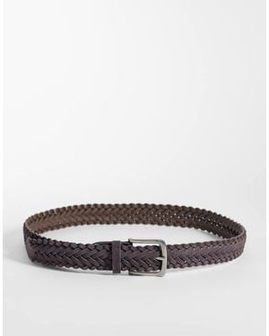 ASOS Suede Braided Belt With Buckle - Grey