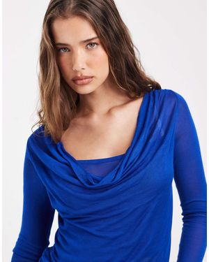 ASOS Feinstrick-top mit wasserfallausschnitt - Blau