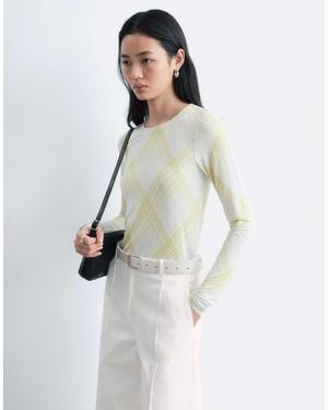 & Other Stories Slim Fit Scoop Neck Long Sleeve Top - White