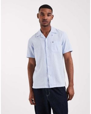 Tommy Hilfiger Linen Blend Camp Collar Short Sleeve Shirt - White