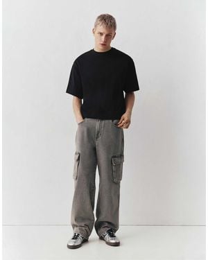 Pull&Bear – weit geschnittene cargo-jeans - Schwarz