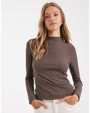 ONLY – geripptes oberteil - Braun