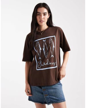 Threadbare Cotton Short Sleeve Sardines Graphic T-shirt - Black
