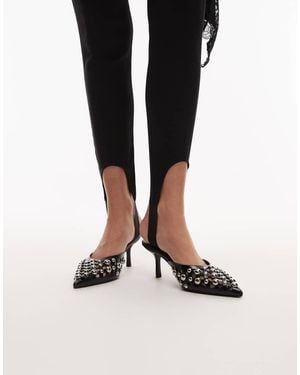 ASOS Mules Negros De Tacón Bajo Con Detalle De Abertura Y Abalorios Sia De