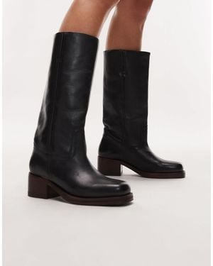 Bronx Ky-ley - bottes hauteur genou style vintage en cuir - Noir