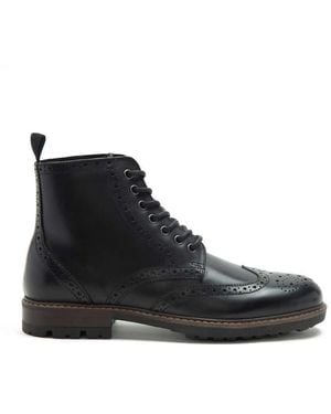 Thomas Crick Nesser Brogue Lace-Up Leather Ankle Boots - Black