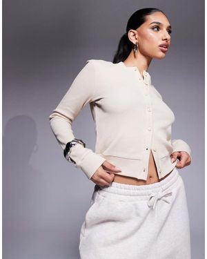ASOS Cárdigan Con Detalle De Etiqueta De Tejido Gofrado De Weekend Collective-Neutro - Gris