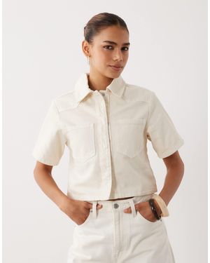 ASOS Denim Crop Shirt - White