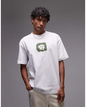 TOPMAN Oversized Fit T-shirt With Sun Doodle Print And Embroidery - Grey