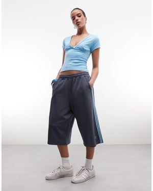 Collusion Sports Stripe Baggy Longline Jersey Shorts - Blue