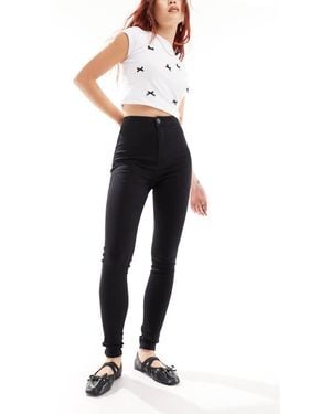 Noisy May Ella Super High Waisted Skinny Jeans - Black