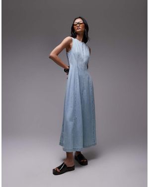 TOPSHOP Denim Full Seamed Maxi Dress - Grey
