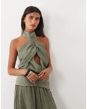 ASOS Crinkle Scarf Detail Co-ord Top - Green