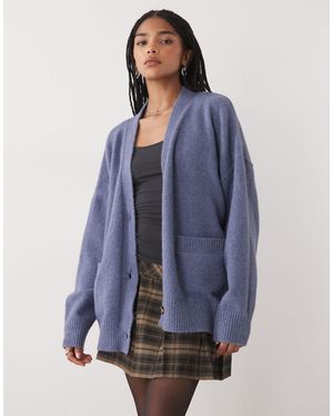 Monki Gilet boutonné à l'avant en maille - Bleu