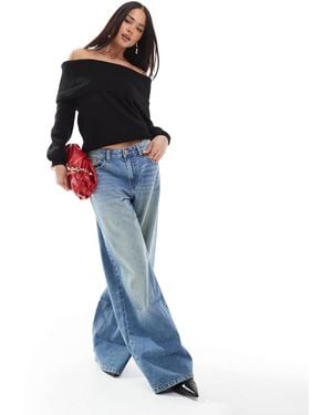 Threadbare Off Shoulder Sweater - Black