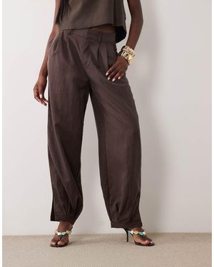 Mango Pleat Front Cuffed Trouser - Brown