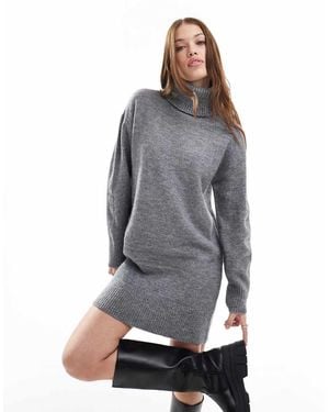 New Look Vestito Corto Dolcevita - Grigio