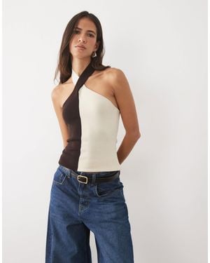 Pretty Lavish Estelle Knitted Twist Halter Neck Top - Black