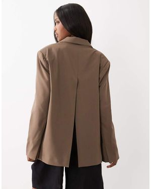 Gina Tricot Back High Slit Blazer - Brown