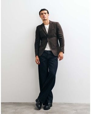 SELECTED Set Slim Fit Wool Blend Blazer - Brown