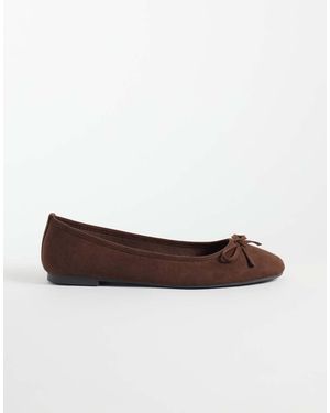 New Look Bailarinas De Suedette Marrones - Blanco
