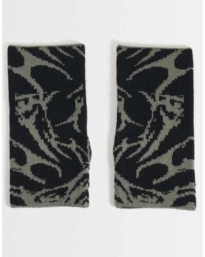 ASOS Abstract Pattern Palm Warmer Fingerless Glove - Black