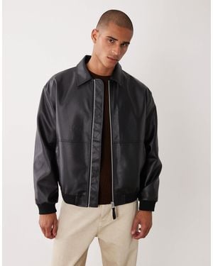 ASOS Faux Leather Oversized Bomber - Black
