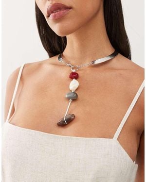 Reclaimed (vintage) Collana Rigida Con Gemme Pendenti - Neutro