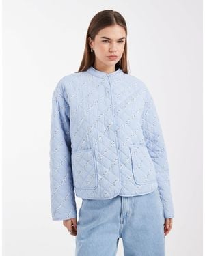 Pieces Quilted Jacket - Blue