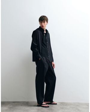 ASOS COLLECTIVE Ac-b-253 Classic Straight Fit Cotton Trousers With Linen - Blue