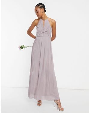 TFNC London Bridesmaid Pleated Wrap Detail Maxi Dress - Gray