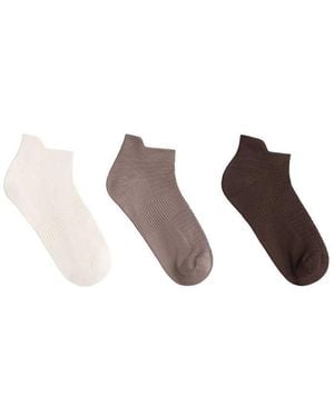 Oysho 3 Pairs Of Tab Polyamide Blend Sports Trainer Socks - Brown