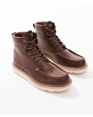 Jack & Jones Pu Moc Boots With Contrast Soles - Brown