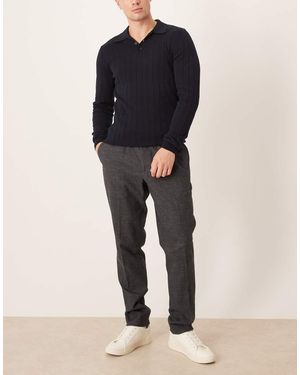Mango Tailored Tweed Trousers - Blue