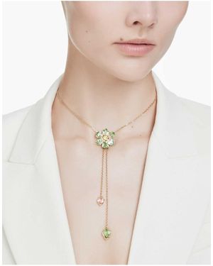 Swarovski Idyllia Y Pendant, Mixed Cuts, Flower, Multicoloured, -Tone Plated - Natural