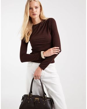 ASOS Long Sleeve Overlay Wrap Top - Brown