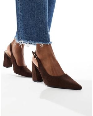 SEQWL Hogan Sling Back Block Heeled Sandals - Blue