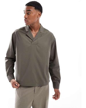 ASOS Camicia Oversize Squadrata Color Kaki - Grigio