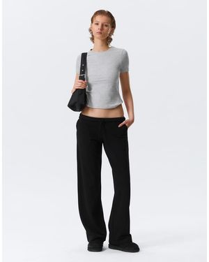 Weekday Joggers Negros De Pernera Ancha Y Talle Bajo De - Blanco